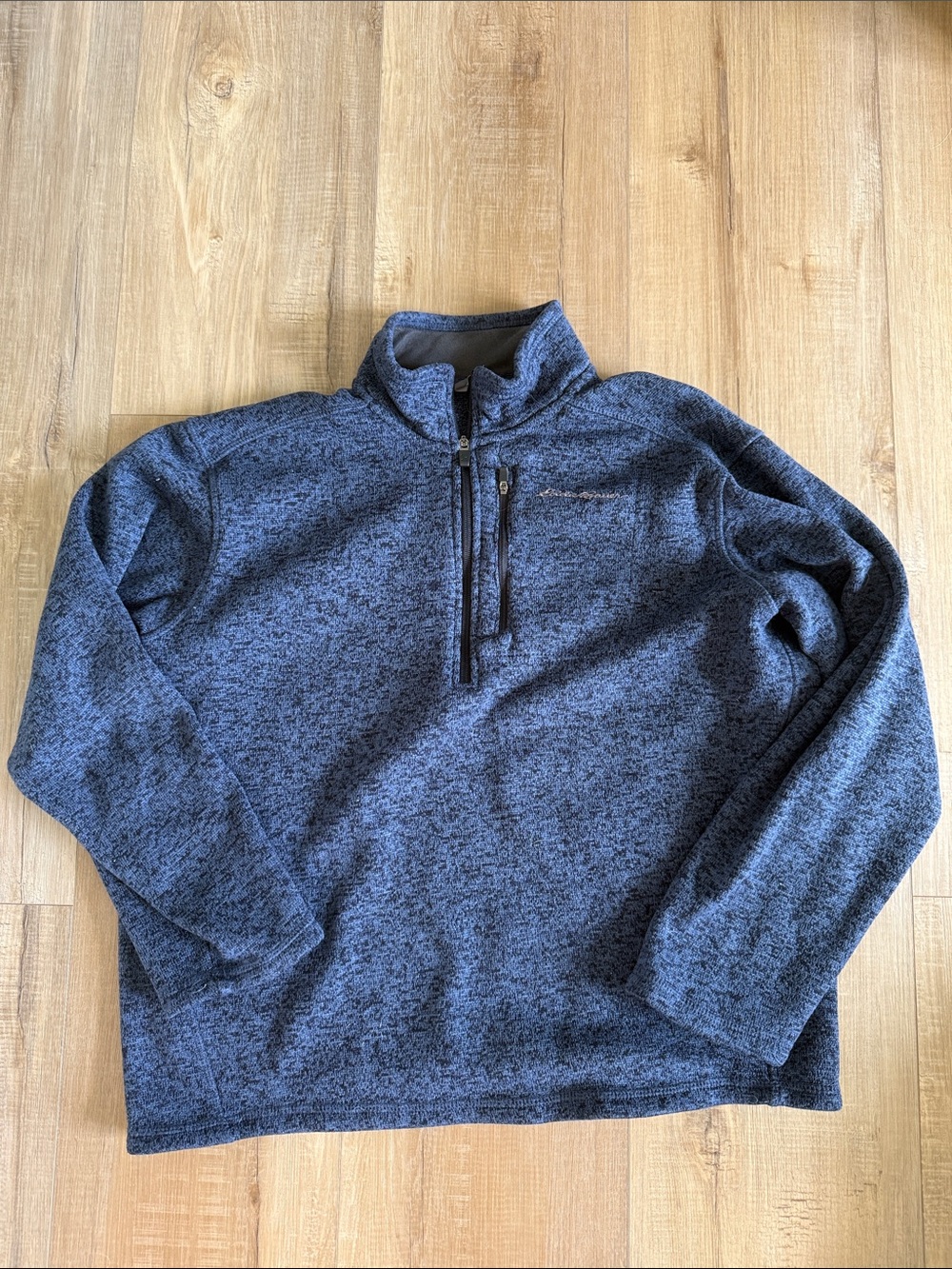 Eddie Bauer Men's Heathered Navy Zip-Up Pullover